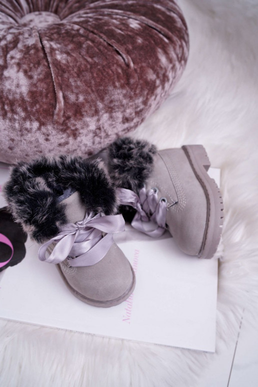 Bottes pour enfants avec fourrure couleur gris Tesoro Bottes pour enfants avec fourrure couleur gris Tesoro