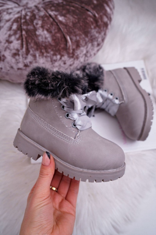 Bottes pour enfants avec fourrure couleur gris Tesoro Bottes pour enfants avec fourrure couleur gris Tesoro