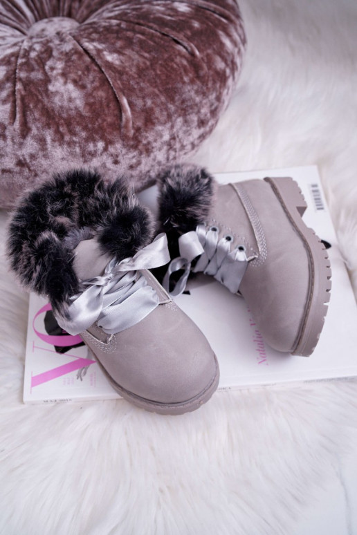 Bottes pour enfants avec fourrure couleur gris Tesoro Bottes pour enfants avec fourrure couleur gris Tesoro