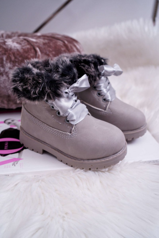 Bottes pour enfants avec fourrure couleur gris Tesoro Bottes pour enfants avec fourrure couleur gris Tesoro