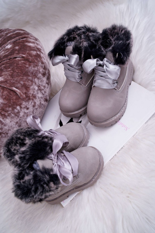 Bottes pour enfants avec fourrure couleur gris Tesoro Bottes pour enfants avec fourrure couleur gris Tesoro
