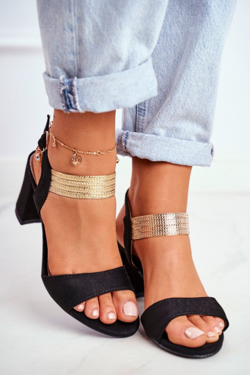 Sandales à talons hauts en daim pour femme de couleur noire Enjoy 2