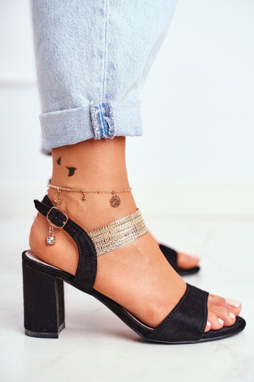 Sandales à talons hauts en daim pour femme de couleur noire Enjoy
