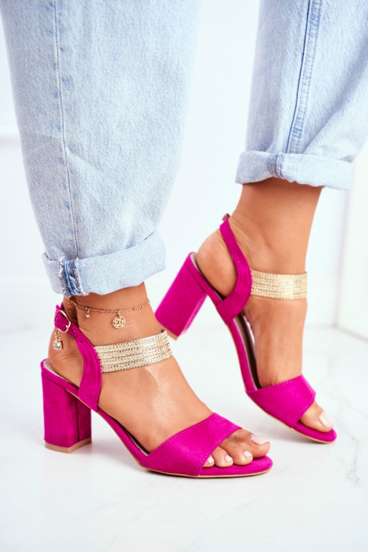 Sandales à talons femme en daim rose Enjoy