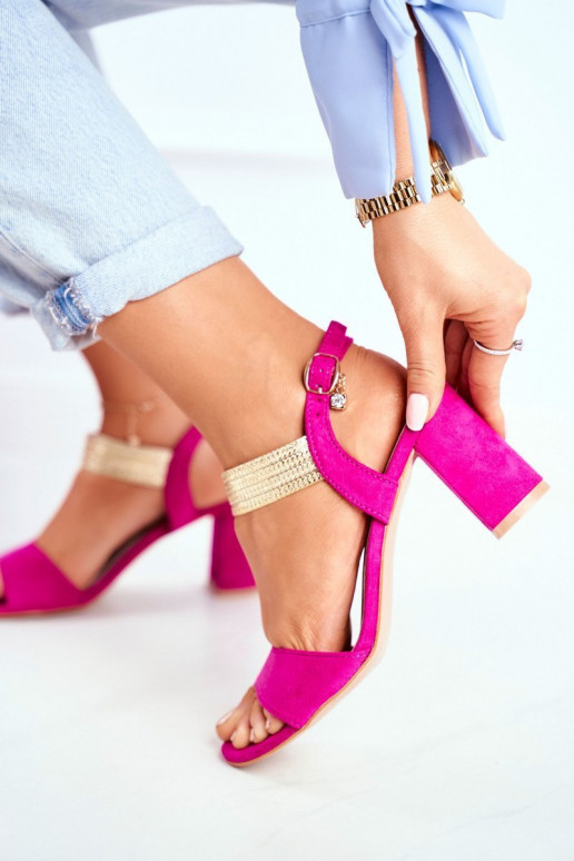 Sandales à talons femme en daim rose Enjoy