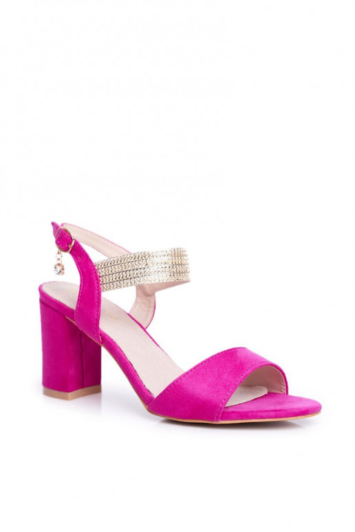 Sandales à talons femme en daim rose Enjoy