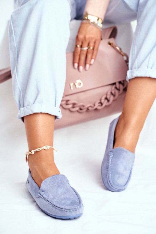 mocassins bleus pour femmes en daim Morreno