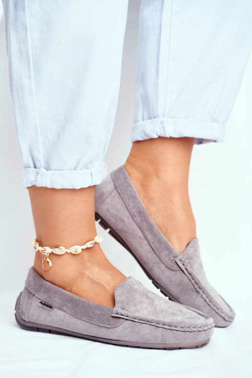 mocassins pour femmes de couleur grise en daim Morreno