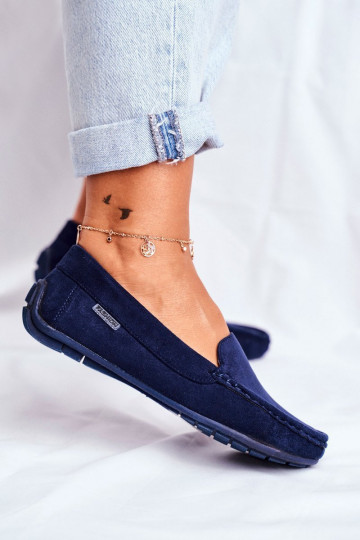 mocassins pour femmes en daim bleu foncé Morreno