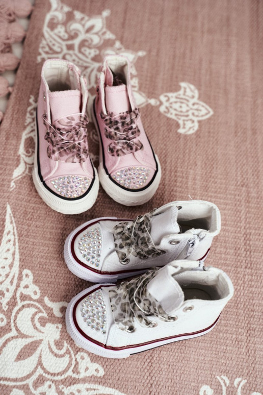 Chaussures de loisirs pour enfants avec œillets scintillants de couleur blanche Smile
