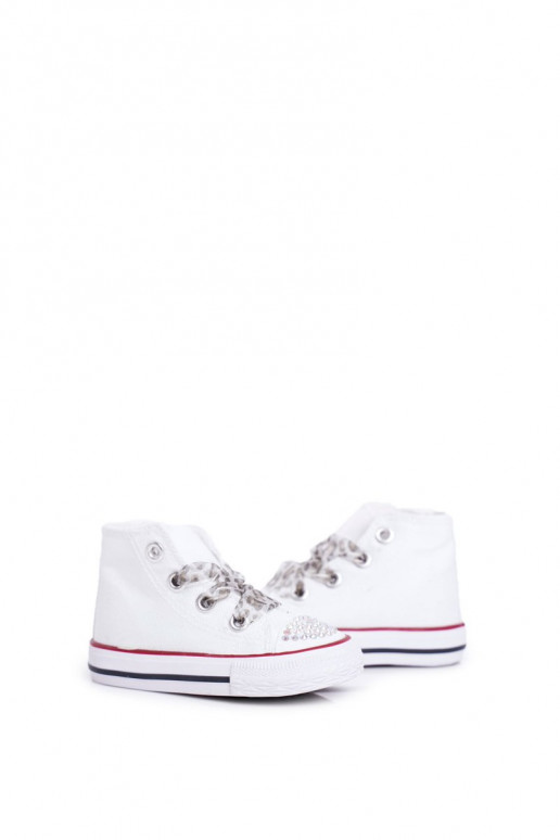 Chaussures de loisirs pour enfants avec œillets scintillants de couleur blanche Smile