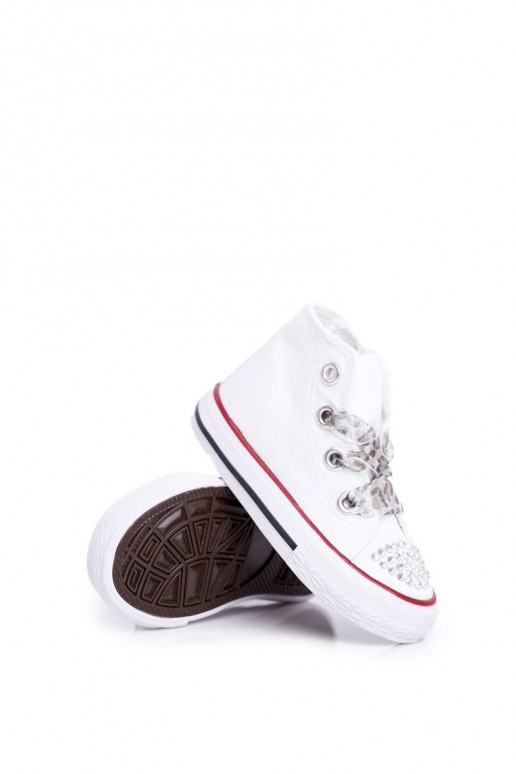 Chaussures de loisirs pour enfants avec œillets scintillants de couleur blanche Smile