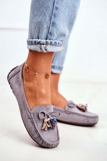 Mocassins en daim gris Donna Mia
