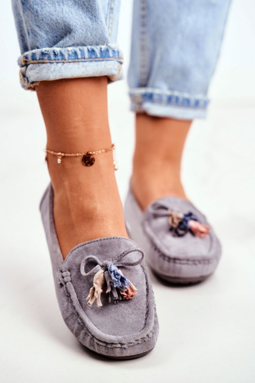 Mocassins en daim gris Donna Mia
