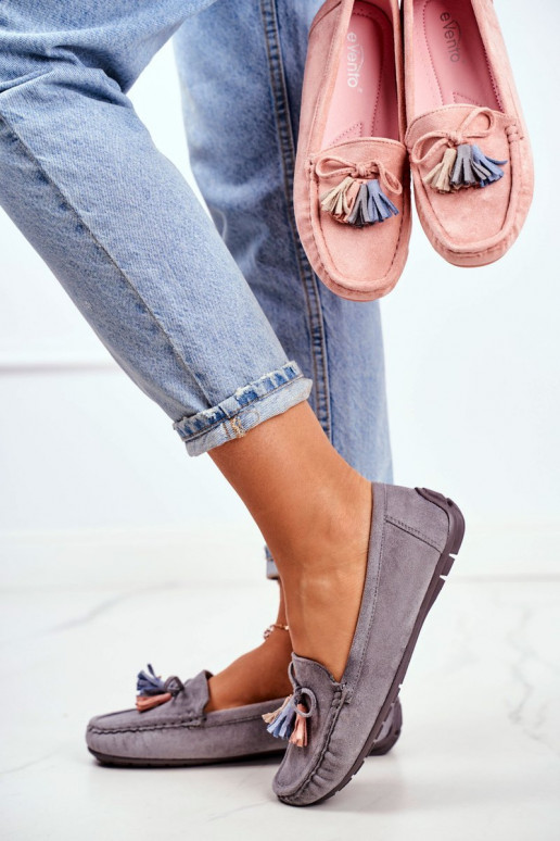 Mocassins en daim gris Donna Mia