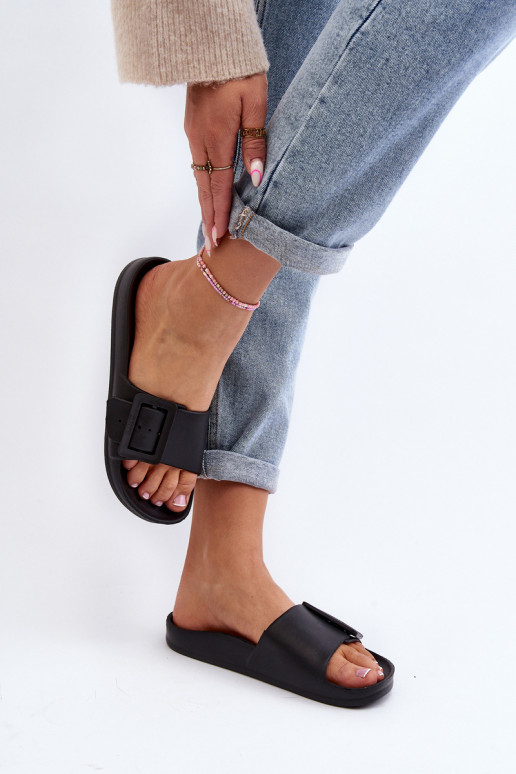 Chaussons pour femmes Big Star avec boucles couleur noir FF274A389 Chaussons pour femmes Big Star avec boucles couleur noir FF274A389