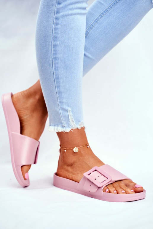 Chaussons femme Big Star avec boucles couleur rose FF274A387 Chaussons femme Big Star avec boucles couleur rose FF274A387