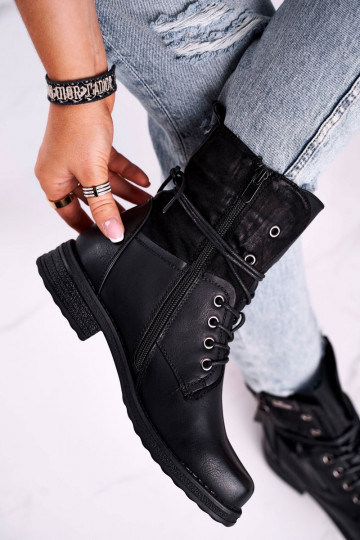 Bottes massives à la mode de couleur noire Perfecto 2