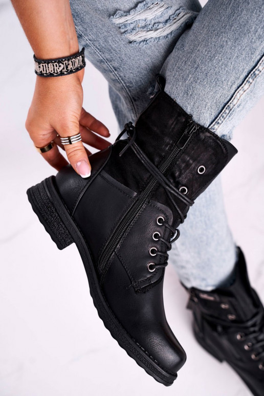Bottes massives à la mode de couleur noire Perfecto
