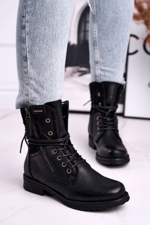 Bottes massives à la mode de couleur noire Perfecto
