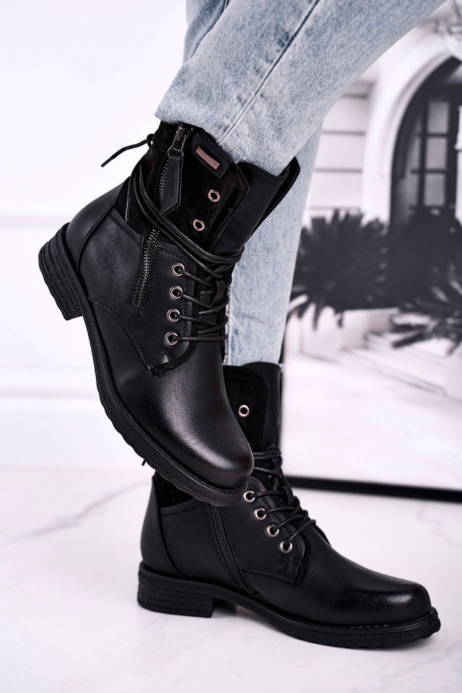 Bottes massives à la mode de couleur noire Perfecto