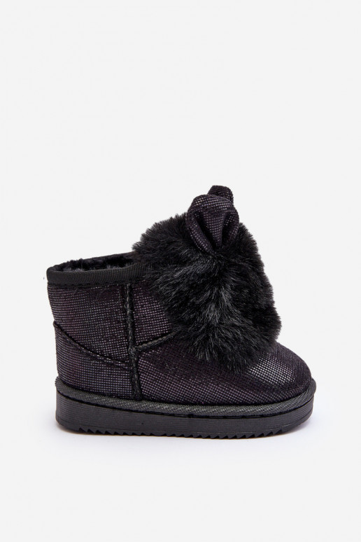 Bottes de neige pour enfants réchauffées avec fourrure à l'intérieur avec oreilles de couleur noire Betty Bottes de neige pour enfants réchauffées avec fourrure à l'intérieur avec oreilles de couleur noire Betty