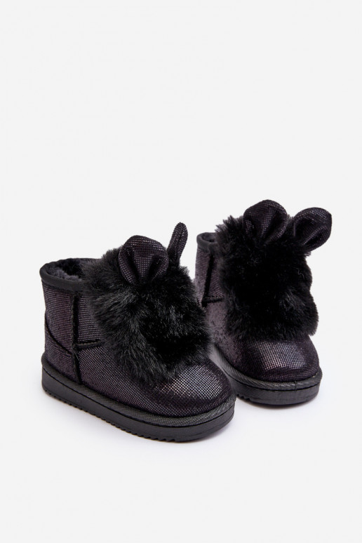 Bottes de neige pour enfants réchauffées avec fourrure à l'intérieur avec oreilles de couleur noire Betty Bottes de neige pour enfants réchauffées avec fourrure à l'intérieur avec oreilles de couleur noire Betty