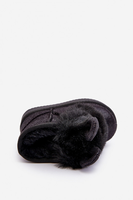 Bottes de neige pour enfants réchauffées avec fourrure à l'intérieur avec oreilles de couleur noire Betty Bottes de neige pour enfants réchauffées avec fourrure à l'intérieur avec oreilles de couleur noire Betty