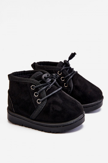 Bottines de neige à lacets pour enfants avec fourrure noires Hunter