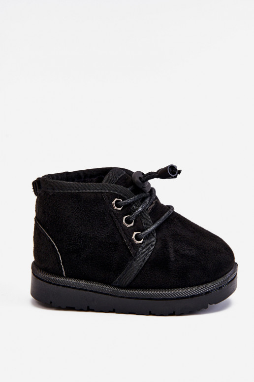 Bottines de neige à lacets pour enfants avec fourrure noires Hunter
