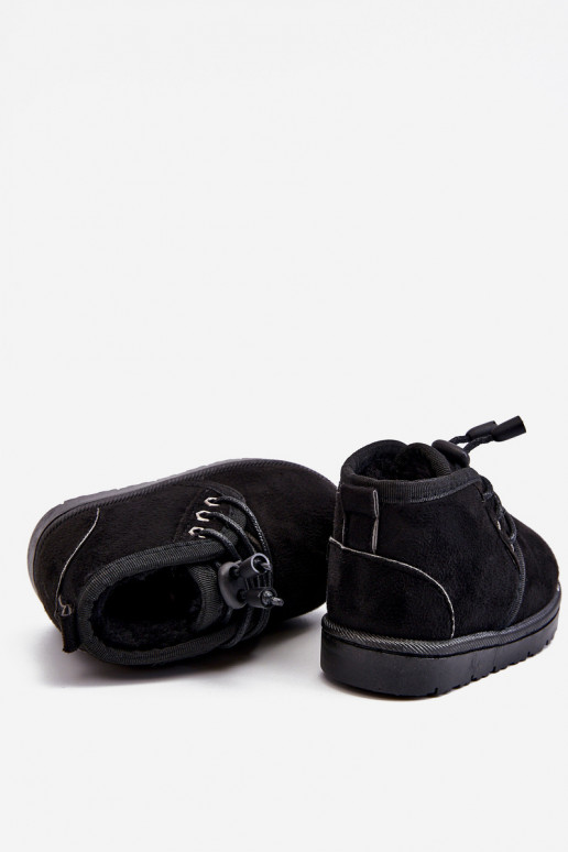 Bottines de neige à lacets pour enfants avec fourrure noires Hunter