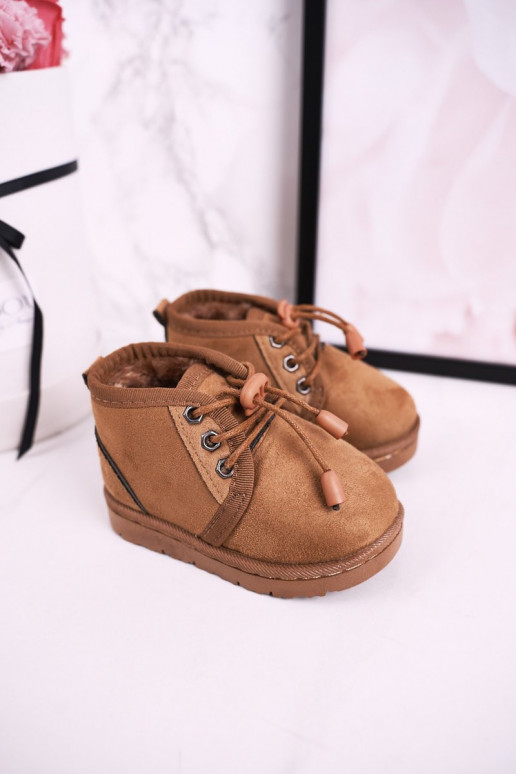 Bottines de neige à lacets pour enfants avec fourrure marron Hunter