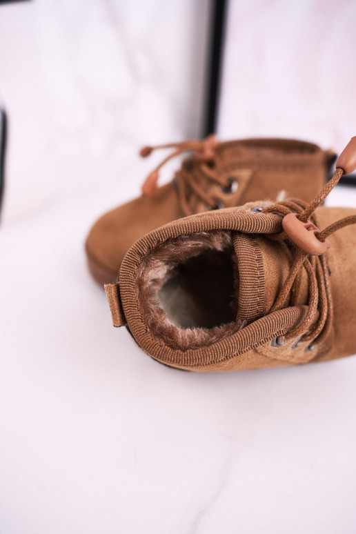 Bottines de neige à lacets pour enfants avec fourrure marron Hunter