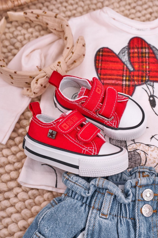 Chaussures de loisirs enfant avec attaches adhésives BIG STAR HH374202 couleur rouge Chaussures de loisirs enfant avec attaches adhésives BIG STAR HH374202 couleur rouge
