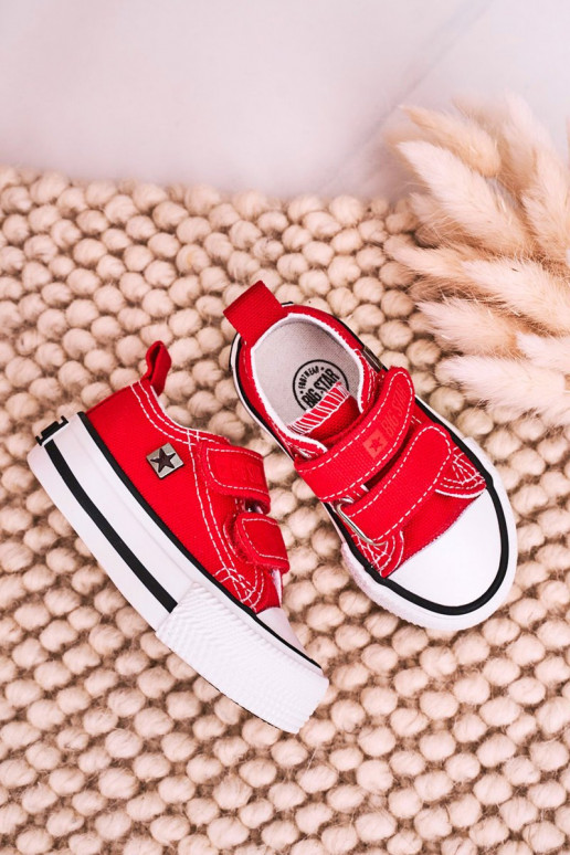 Chaussures de loisirs enfant avec attaches adhésives BIG STAR HH374202 couleur rouge Chaussures de loisirs enfant avec attaches adhésives BIG STAR HH374202 couleur rouge