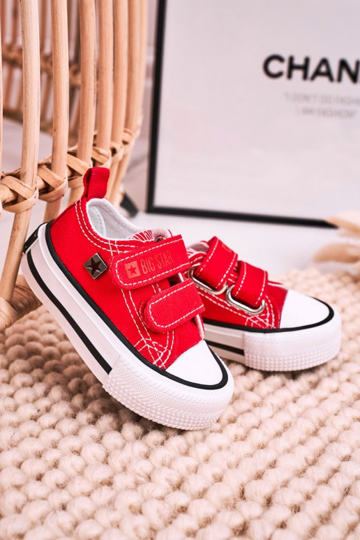 Chaussures de loisirs enfant avec attaches adhésives BIG STAR HH374202 couleur rouge Chaussures de loisirs enfant avec attaches adhésives BIG STAR HH374202 couleur rouge