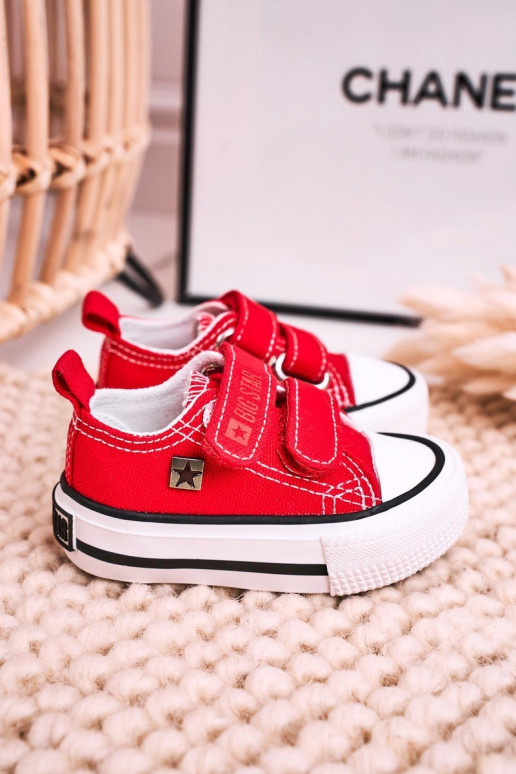 Chaussures de loisirs enfant avec attaches adhésives BIG STAR HH374202 couleur rouge