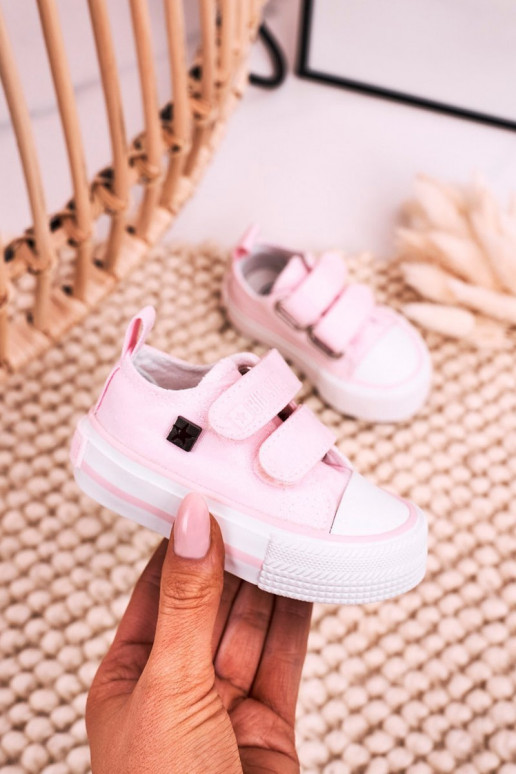 Chaussures de loisirs enfant avec attaches adhésives BIG STAR HH374203 coloris rose