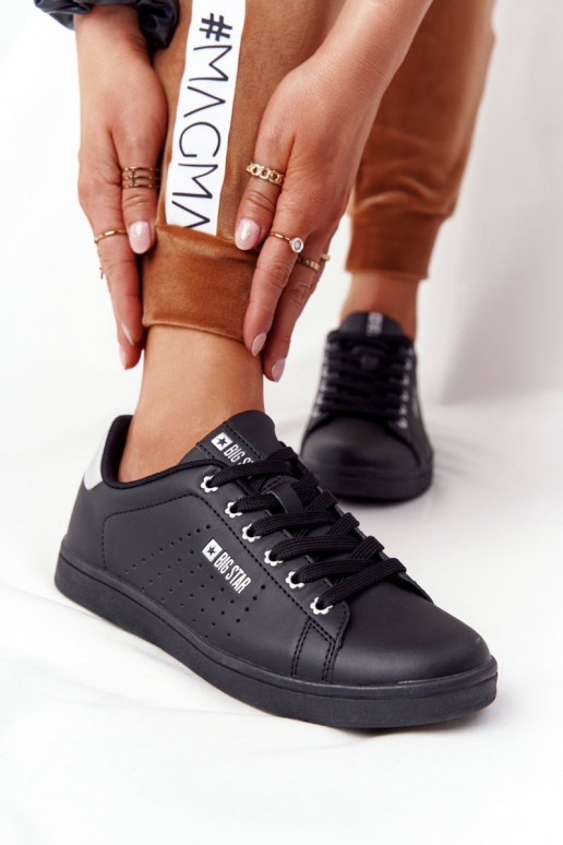 Baskets en cuir naturel BIG STAR DD274586 Noir et argent