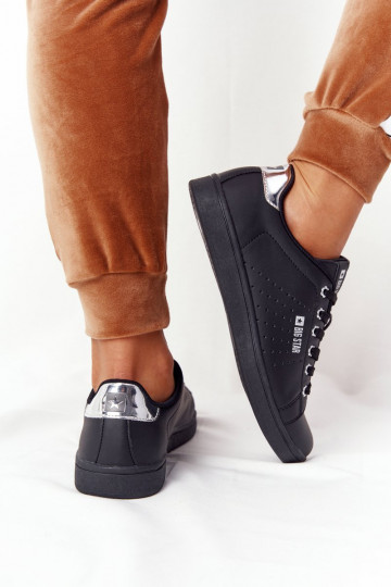 Baskets en cuir naturel BIG STAR DD274586 Noir et argent 2