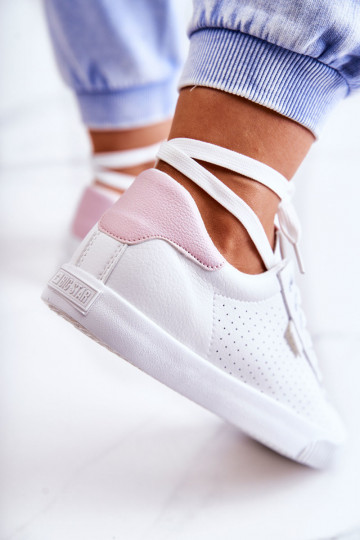 Baskets en cuir naturel BIG STAR HH274073 Coloris blanc-rose 2