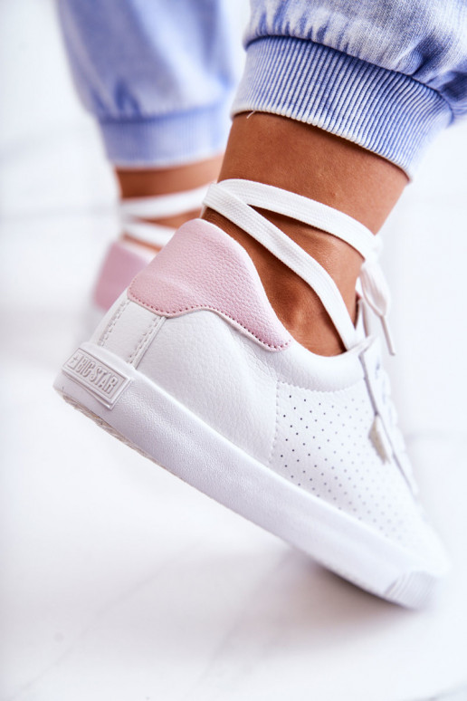 Baskets en cuir naturel BIG STAR HH274073 Coloris blanc-rose Baskets en cuir naturel BIG STAR HH274073 Coloris blanc-rose