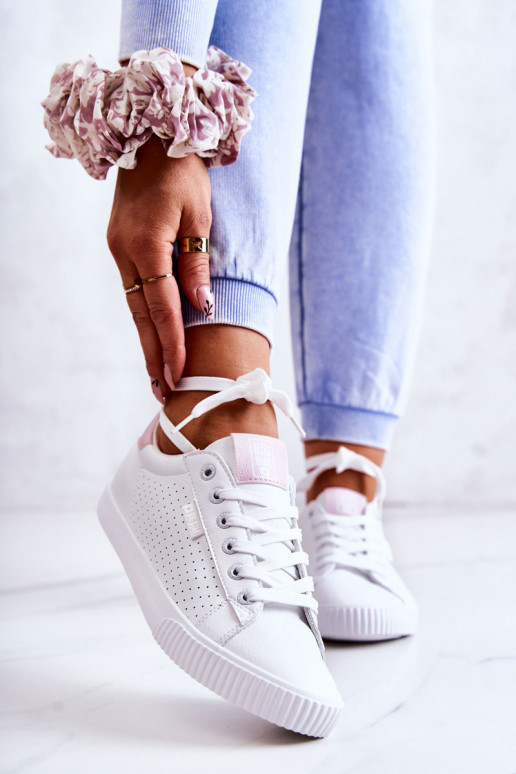 Baskets en cuir naturel BIG STAR HH274073 Coloris blanc-rose Baskets en cuir naturel BIG STAR HH274073 Coloris blanc-rose