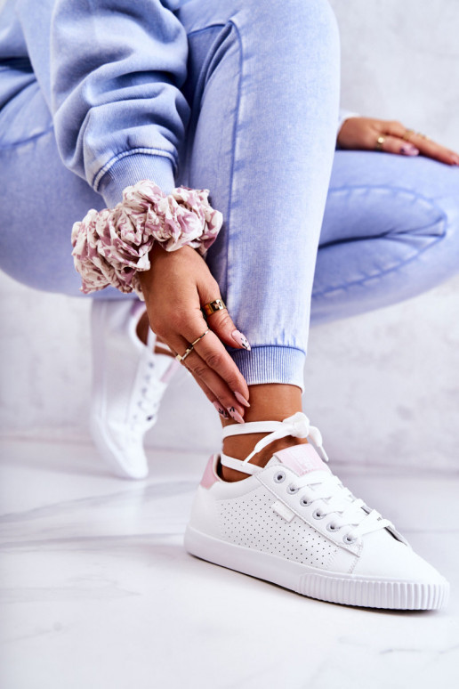 Baskets en cuir naturel BIG STAR HH274073 Coloris blanc-rose Baskets en cuir naturel BIG STAR HH274073 Coloris blanc-rose