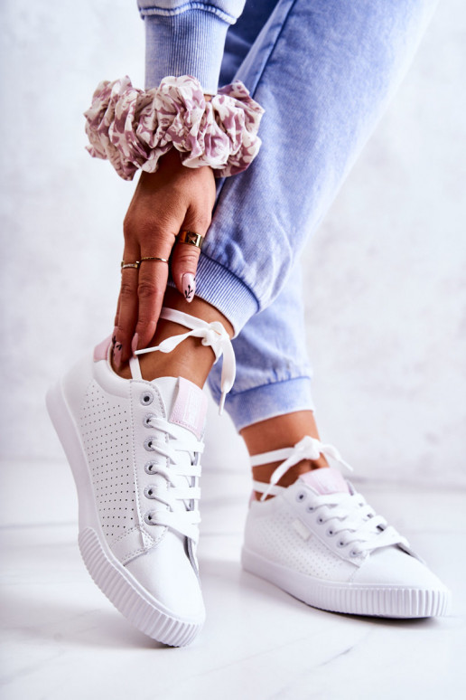 Baskets en cuir naturel BIG STAR HH274073 Coloris blanc-rose