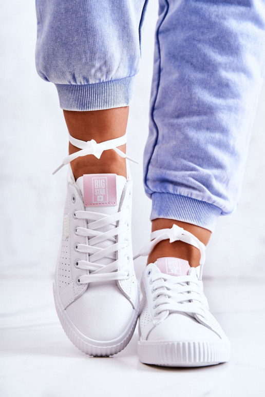 Baskets en cuir naturel BIG STAR HH274073 Coloris blanc-rose