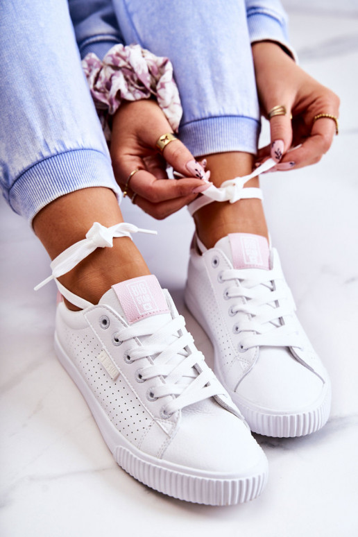 Baskets en cuir naturel BIG STAR HH274073 Coloris blanc-rose