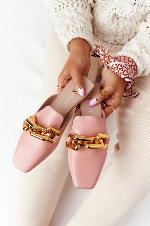 Chaussons roses à talons et chaîne Call On Me Chaussons roses à talons et chaîne Call On Me