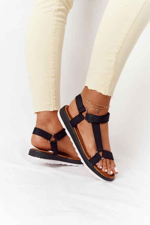 Sandales pour femmes à semelles en caoutchouc de couleur noire Stranger