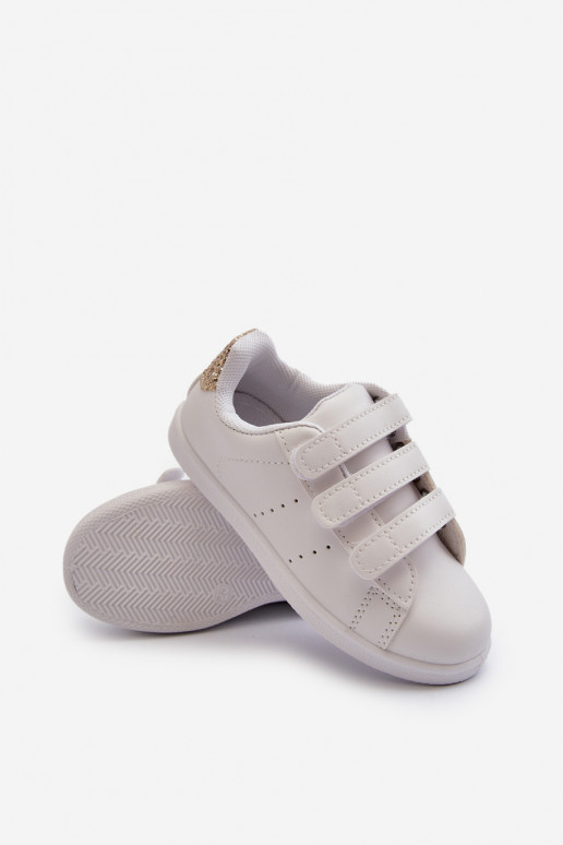 Baskets enfant à attaches adhésives Couleur blanc-doré Cute Girl
